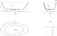Ванна из искусственного камня Salini Paola S-Sense 160x75 см, отдельностоящая, белая, овальная, со сливом-переливом, с донным клапаном