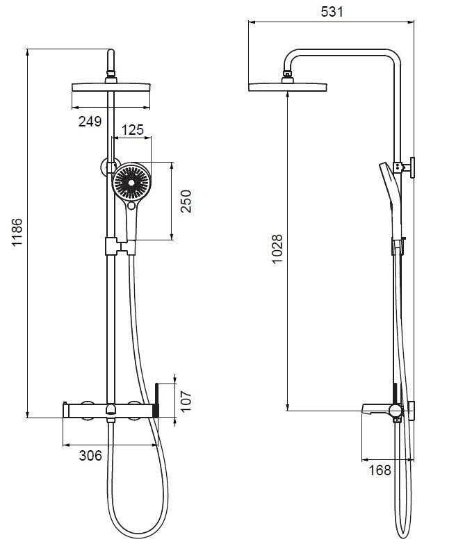 Душевая стойка Vincea Rim VSFS-2RM1CH с изливом, хром
