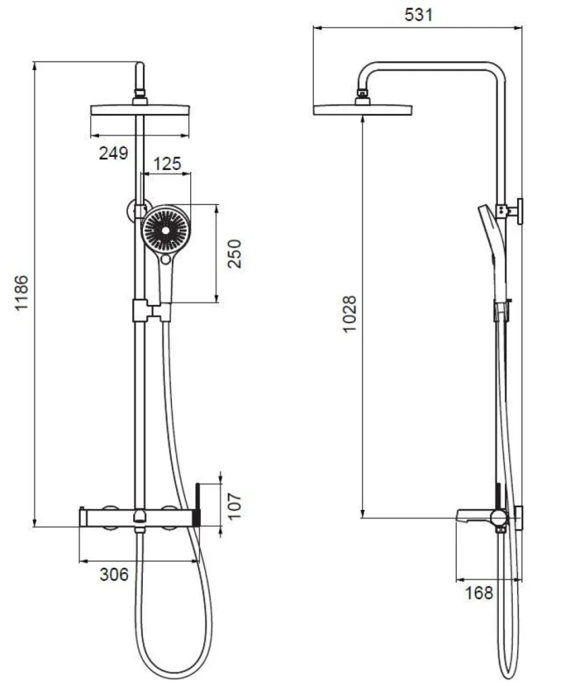 Душевая стойка Vincea Rim VSFS-2RM1CH с изливом, хром