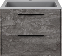 Тумба с раковиной Vincea Chiara 2D 60, 2 ящика, камень, с серой раковиной