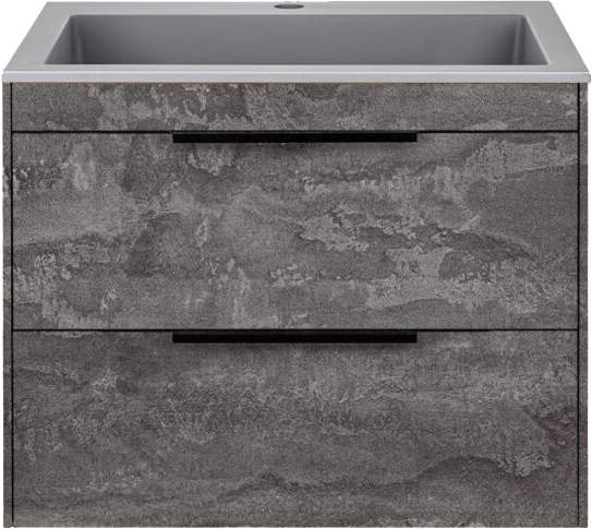 Тумба с раковиной Vincea Chiara 2D 60, 2 ящика, камень, с серой раковиной