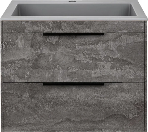 Тумба с раковиной Vincea Chiara 2D 60, 2 ящика, камень, с серой раковиной