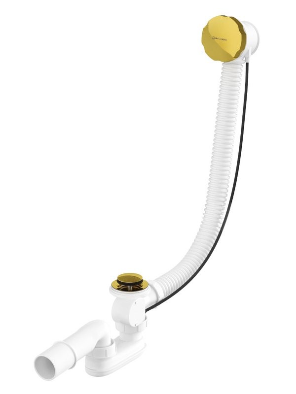 Слив-перелив для ванны WHITECROSS SPWC60 SPWC60GL 50 мм, полуавтомат, глянцевое золото, с сифоном