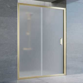 Душевая дверь в нишу Vegas Glass ZP 140 09 10 профиль золото, стекло сатин