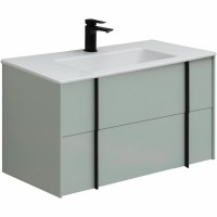 Тумба с раковиной Allen Brau Reality 90 подвесная, папирус матовый, раковина Fantasy Flat 92x47, без перелива, белая