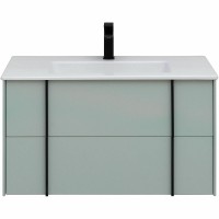 Тумба с раковиной Allen Brau Reality 90 подвесная, папирус матовый, раковина Fantasy Flat 92x47, без перелива, белая