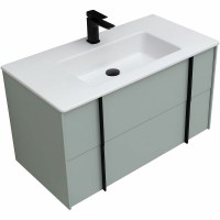 Тумба с раковиной Allen Brau Reality 90 подвесная, папирус матовый, раковина Fantasy Flat 92x47, без перелива, белая