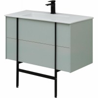 Тумба с раковиной Allen Brau Reality 90 подвесная, папирус матовый, раковина Fantasy Flat 92x47, без перелива, белая