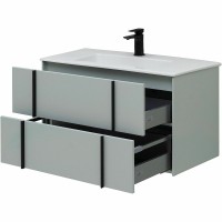 Тумба с раковиной Allen Brau Reality 90 подвесная, папирус матовый, раковина Fantasy Flat 92x47, без перелива, белая