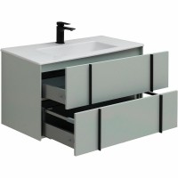 Тумба с раковиной Allen Brau Reality 90 подвесная, папирус матовый, раковина Fantasy Flat 92x47, без перелива, белая