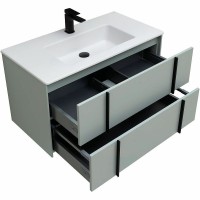 Тумба с раковиной Allen Brau Reality 90 подвесная, папирус матовый, раковина Fantasy Flat 92x47, без перелива, белая