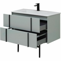 Тумба с раковиной Allen Brau Reality 90 подвесная, папирус матовый, раковина Fantasy Flat 92x47, без перелива, белая