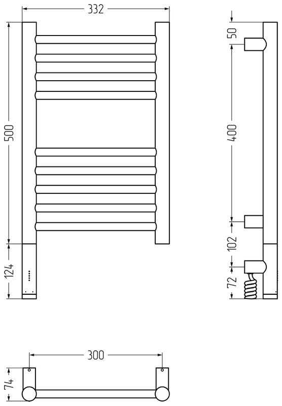 Полотенцесушитель электрический Сунержа Богема 3.1 15-6004-5030 60x35 см, подключение слева, темный титан муар, лесенка