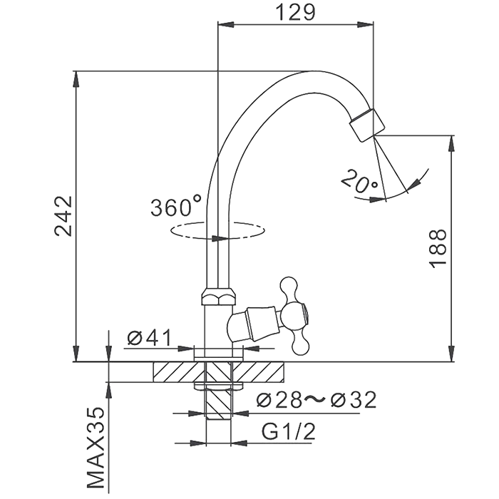 Кран Frap H08 F4108 хром