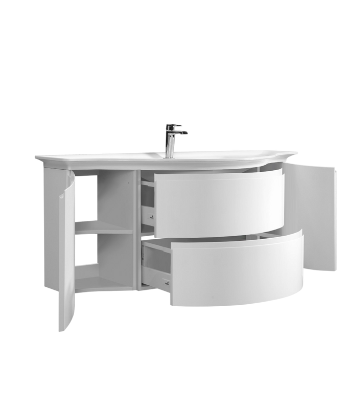 Тумба под раковину без столешницы Belux Версаль 141 подвесная, белая глянцевая