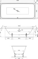 Стальная ванна Bette Loft 170x80 см, встраиваемая, белая, на ножках, с самоочищающимся покрытием, с шумоизоляцией