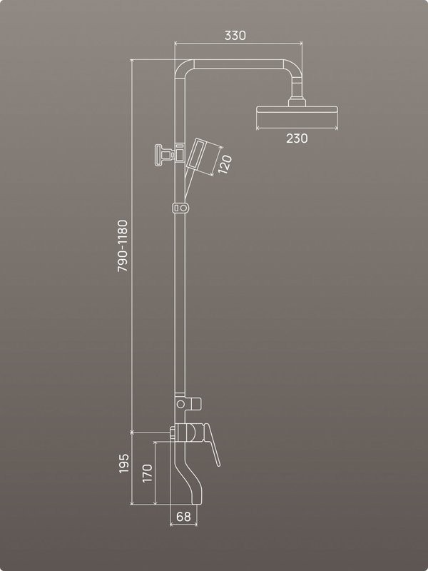 Душевая стойка РМС PL7 PL7-009DK белый