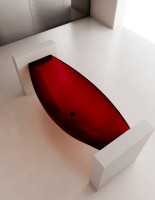 Акриловая ванна Abber Kristall AT9704 Rubin 180x80 см, подвесная, красная, овальная, с донным клапаном
