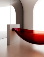Акриловая ванна Abber Kristall AT9704 Rubin 180x80 см, подвесная, красная, овальная, с донным клапаном