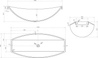 Акриловая ванна Abber Kristall AT9704 Rubin 180x80 см, подвесная, красная, овальная, с донным клапаном