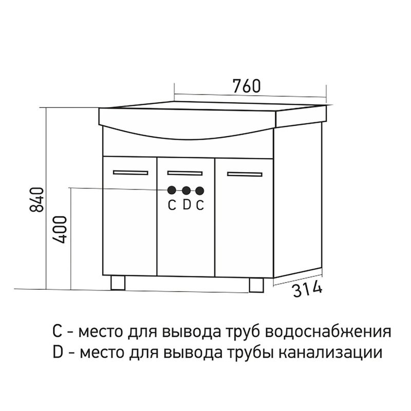 ТУМБА Д/ВАННОЙ 'ВЕГА-75' ПОД УМ. BEST-75 (ПВХ)