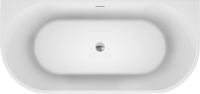 Акриловая ванна BelBagno BB710-1500-750 150x75 см, пристенная, белая, овальная, со сливом-переливом, с донным клапаном