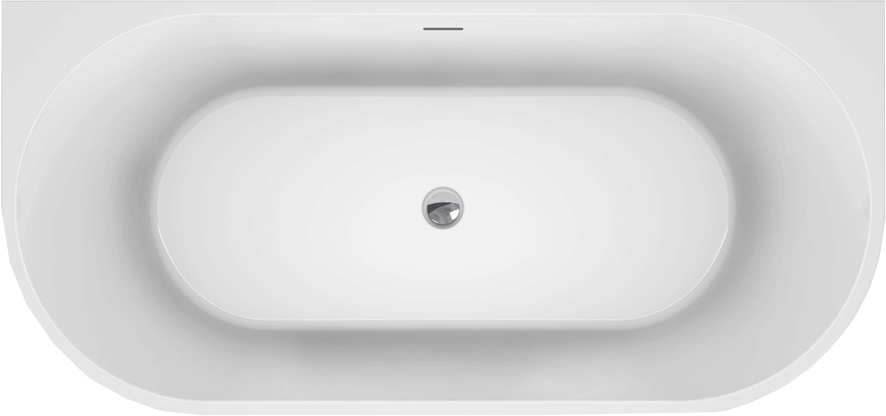Акриловая ванна BelBagno BB710-1500-750 150x75 см, пристенная, белая, овальная, со сливом-переливом, с донным клапаном