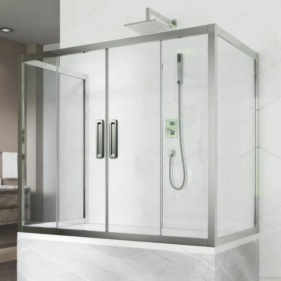 Шторка на ванну Kubele DE019 P4U-CLN-CH, 170х75 см, профиль хром