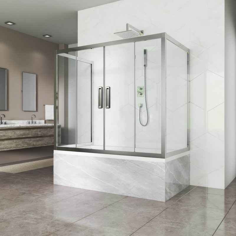 Шторка на ванну Kubele DE019 P4U-CLN-CH, 170х75 см, профиль хром