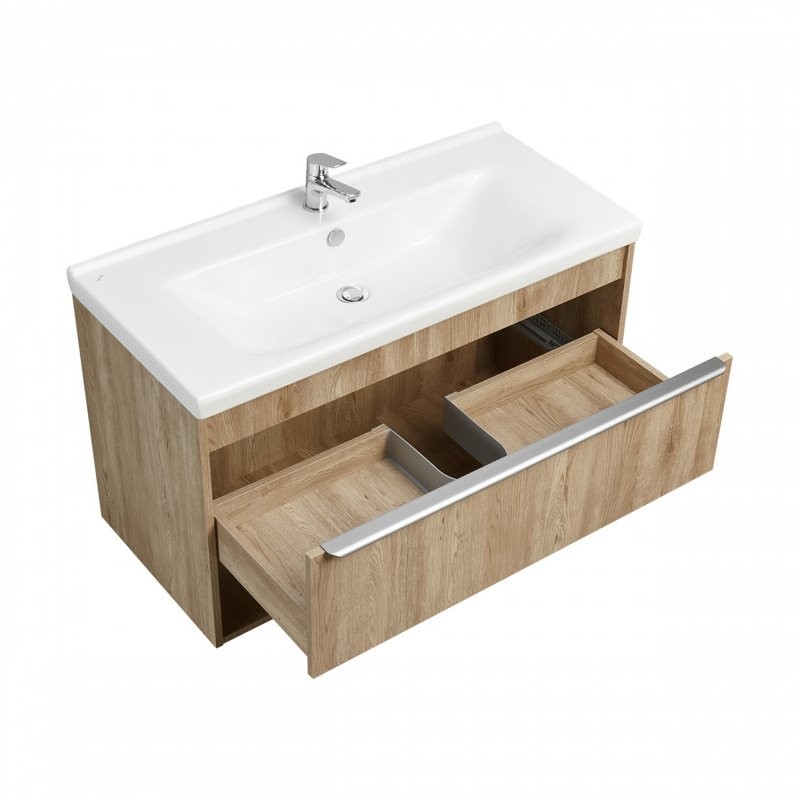 Тумба под раковину без столешницы AQUATON Хоуп 100 подвесная, 1 ящик, орех