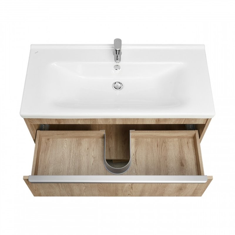 Тумба под раковину без столешницы AQUATON Хоуп 100 подвесная, 1 ящик, орех