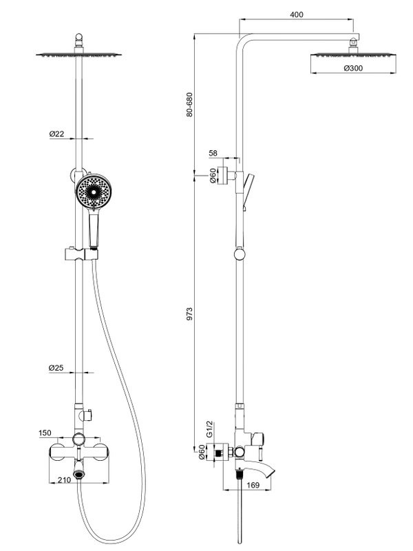 Душевая стойка Wonzon & Woghand Tor WW-88047073-RG розовое золото