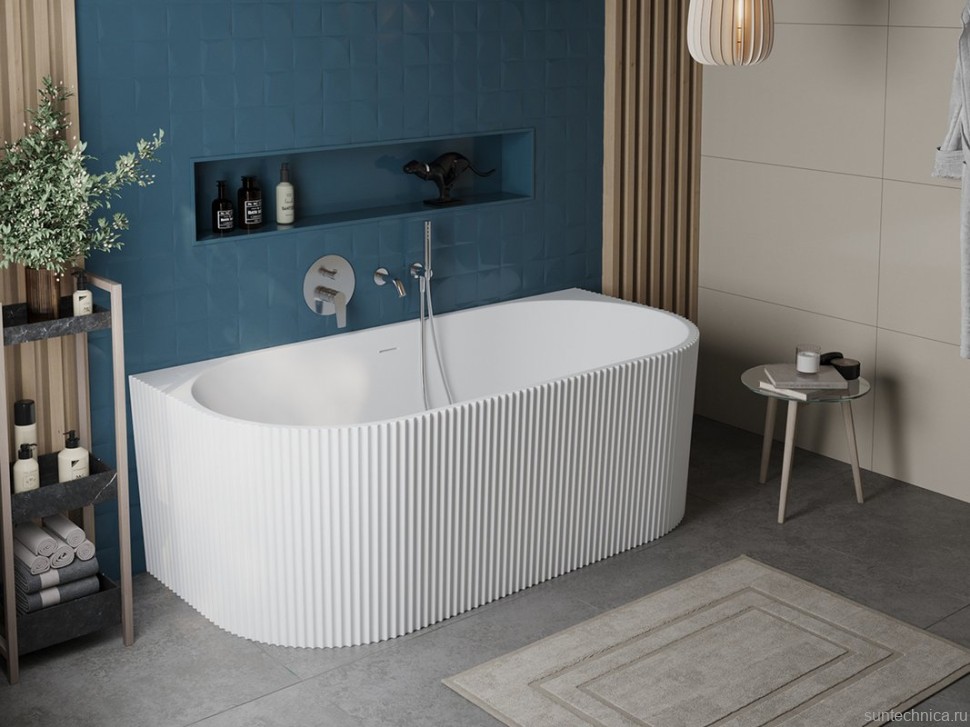 Акриловая ванна BelBagno Uno BB713 170x80 см, пристенная, белая матовая, на ножках, со сливом-переливом, с донным клапаном
