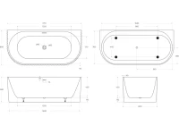 Акриловая ванна BelBagno Uno BB713 170x80 см, пристенная, белая матовая, на ножках, со сливом-переливом, с донным клапаном