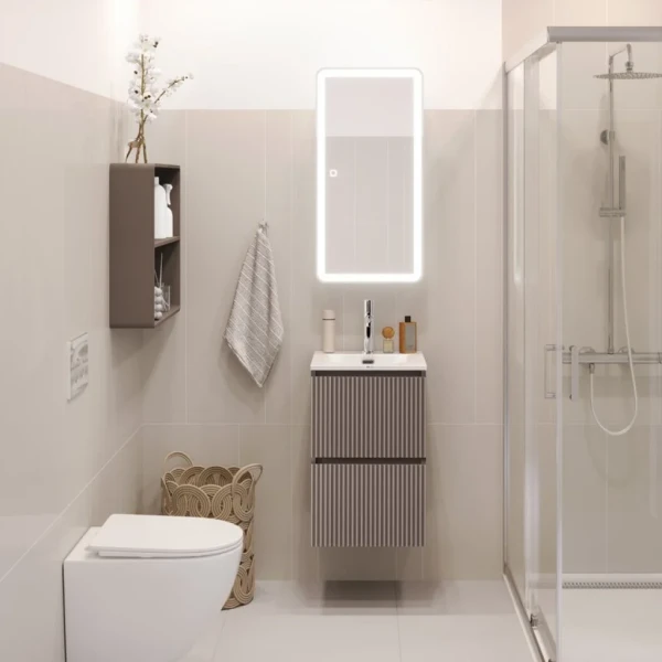 Мебель для ванной комнаты BelBagno Uno-mini 40 подвесная, 2 ящика, матовая бежевая