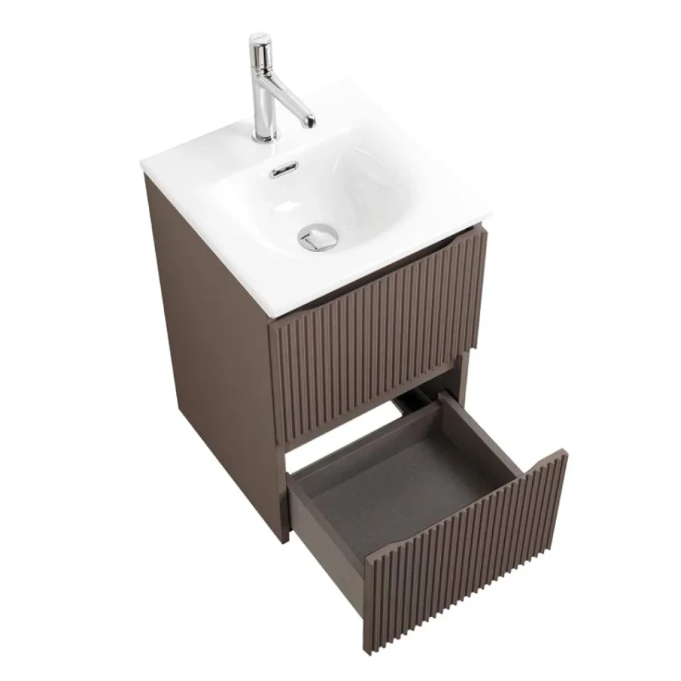 Мебель для ванной комнаты BelBagno Uno-mini 40 подвесная, 2 ящика, матовая бежевая