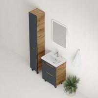 Тумба под раковину без столешницы Onika Айленд 60 напольная, графит, дуб крафт золотой