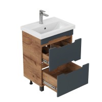 Тумба под раковину без столешницы Onika Айленд 60 напольная, графит, дуб крафт золотой