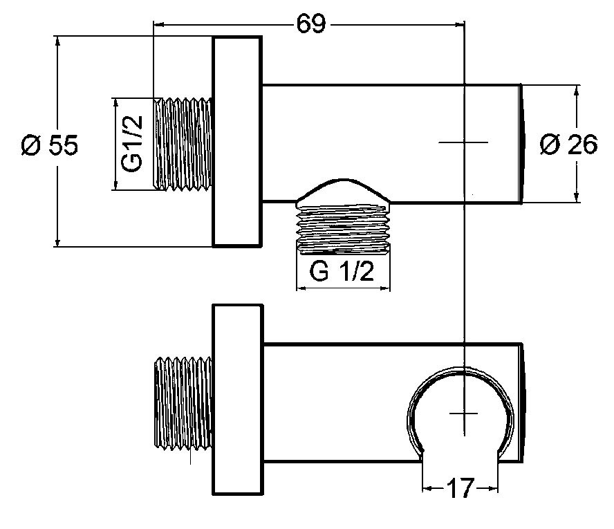 Шланговое подключение Kludi A-QA 6054753-00 с держателем, матовый белый