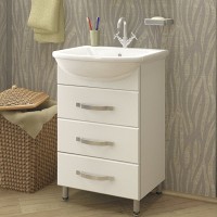 Тумба с раковиной Mixline Диамант 55 глянцевая белая