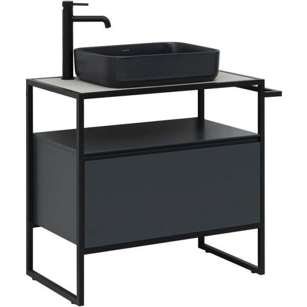 Тумба с раковиной Allen Brau Priority 80 напольная, антрацит матовый, столешница бежевая