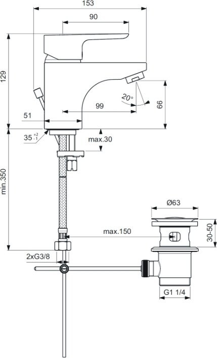 Смеситель для раковины Ideal Standard Ceraplan III B0700AA
