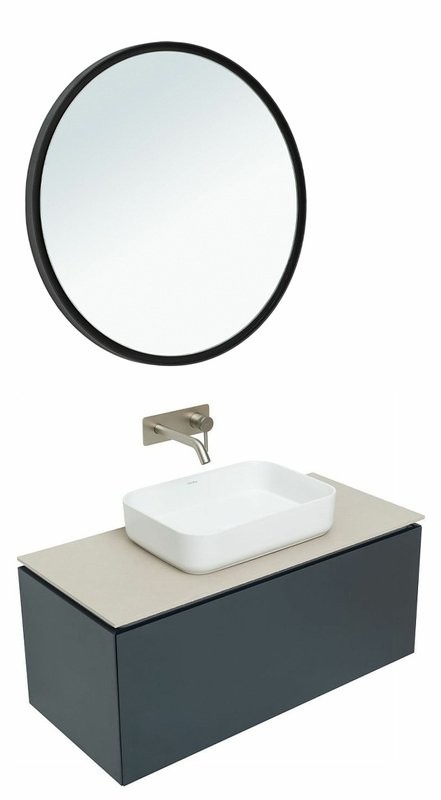 Мебель для ванной комнаты Allen Brau Infinity 100 1+1, подвесная, антрацит матовый, столешница бежевая