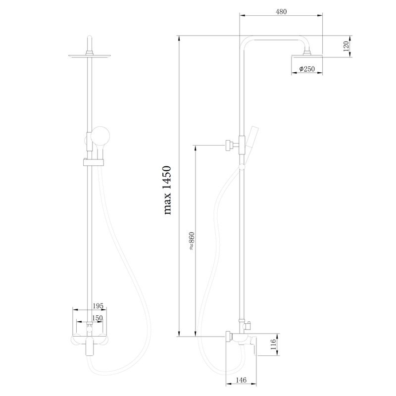 Душевая стойка Abber Weiss Insel AF8020L хром