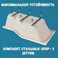 Комплект Акриловая ванна 1MarKa Convey R Премиум 170x75 см, правая, встраиваемая, белая, асимметричная, с экраном, со сливом-переливом