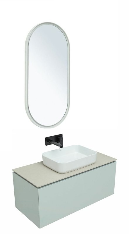 Мебель для ванной комнаты Allen Brau Infinity 100 1+1, подвесная, папирус матовый, столешница бежевая