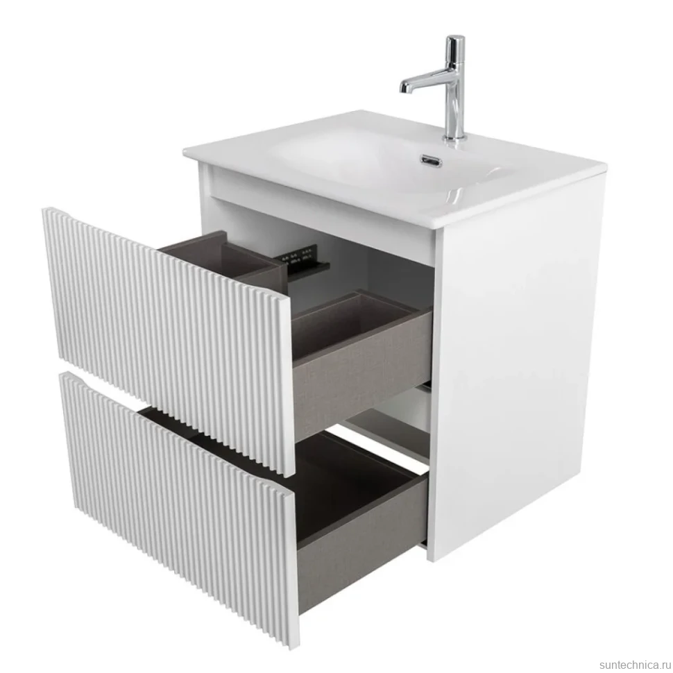 Тумба с раковиной BelBagno Uno 60 подвесная, 2 ящика, bianco opaco