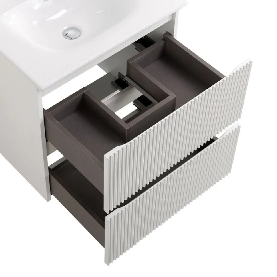 Тумба с раковиной BelBagno Uno 60 подвесная, 2 ящика, bianco opaco