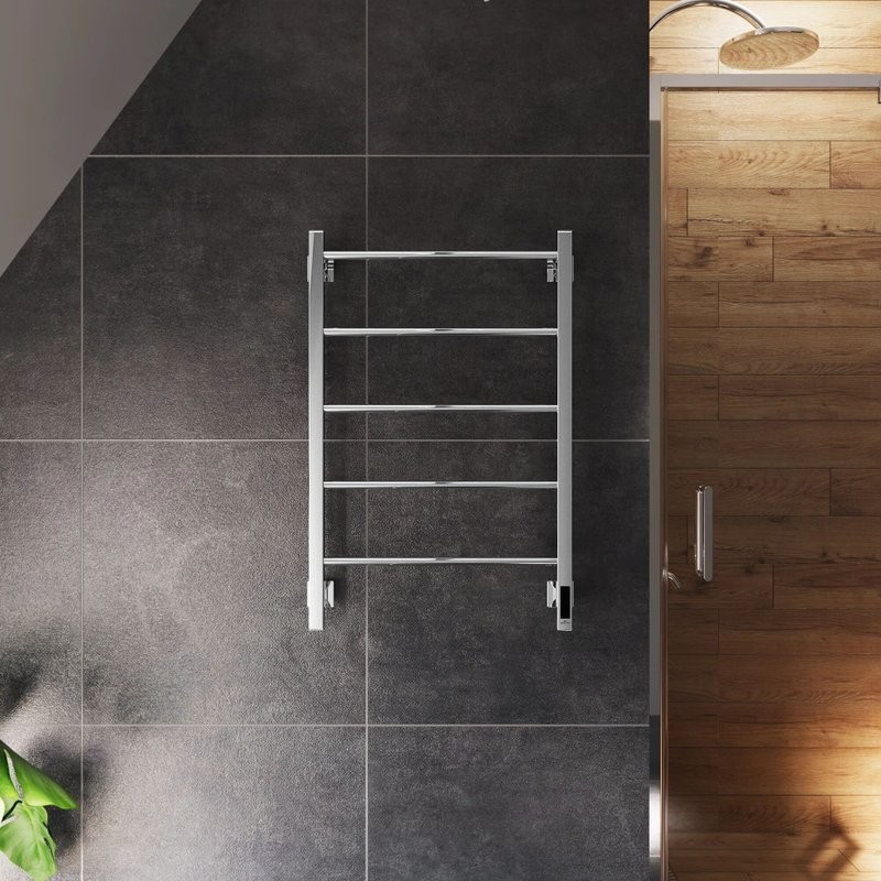 Полотенцесушитель электрический Grota Simple K 530х800 NP EL 80x55 см, подключение справа, слева, скрытое подключение справа, глянцевый хром, лесенка