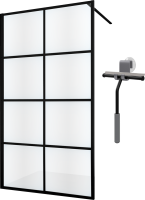 Душевая перегородка Wasserkraft Glan 66W 120 см, профиль черный матовый + скребок